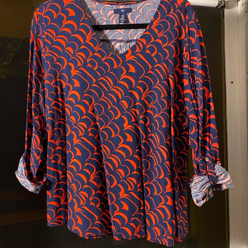 Gap Navy Blue/Red Work Blouse